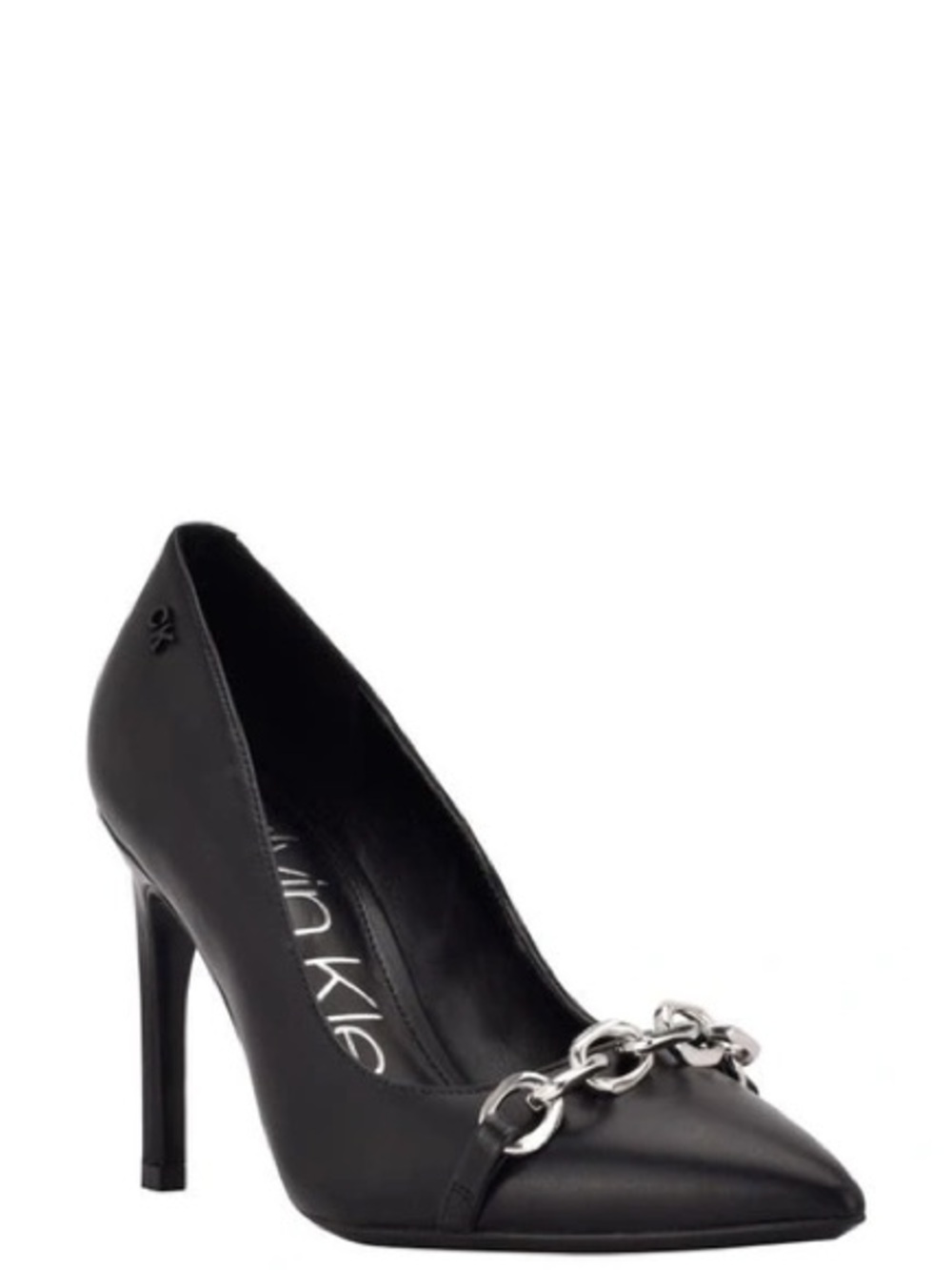 🖤🩶Calvin Klein Black Pointed-Toe Chain Detail Pump NWT